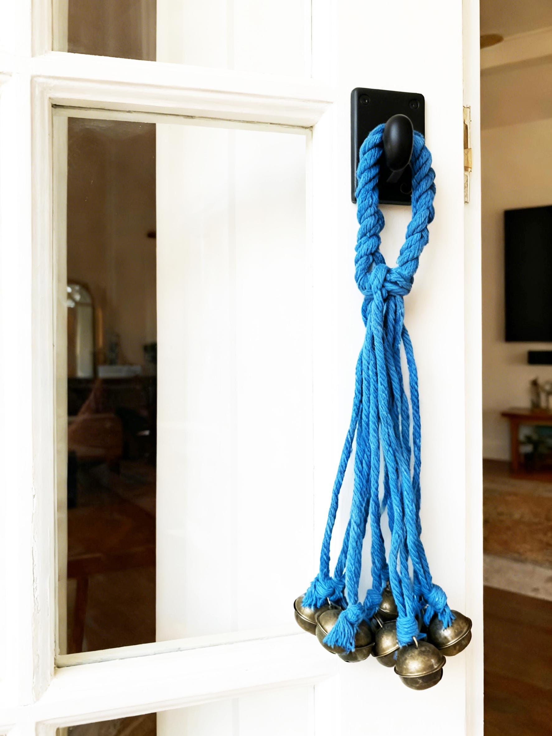 Blue Hanging Witch Bells for Wreath, Pagan Decor, Handmade Folk Art