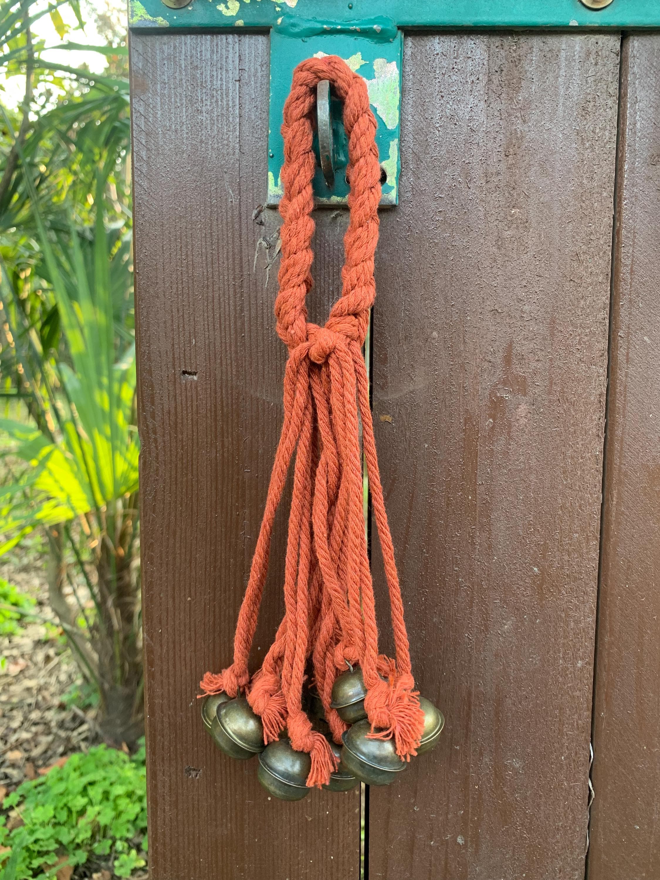 Orange Hanging Witch Bells for Door, Folk Art Door Protection, Good Luck Charm, Housewarming Gift, Porch Decor
