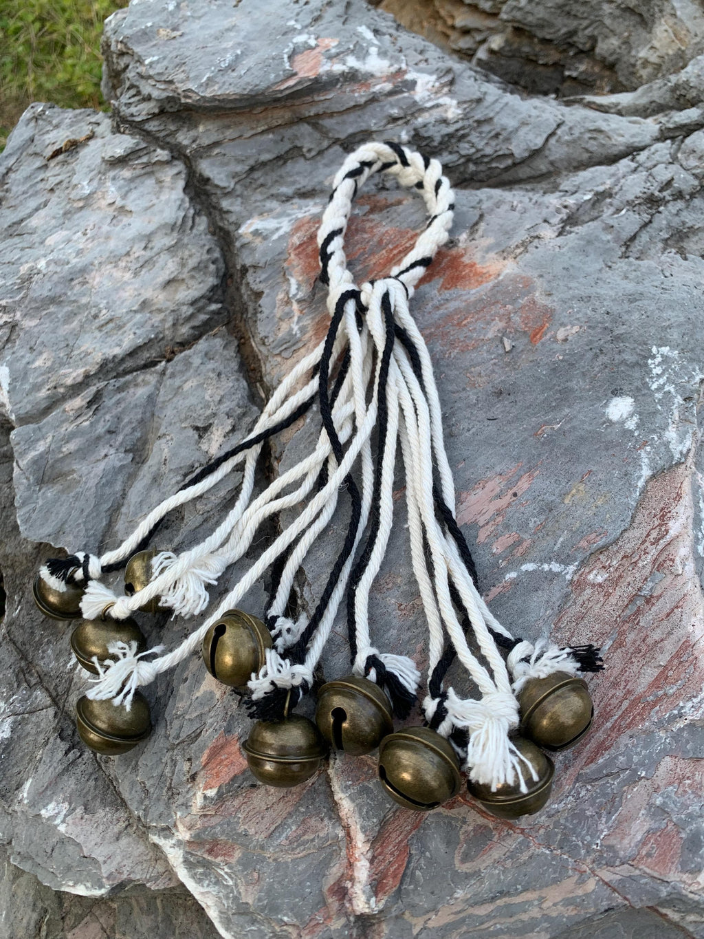 Hanging White and Black Witch Bells for Wreath, Hanging Magical Ornament, Witchy Occult Spiritual Decor