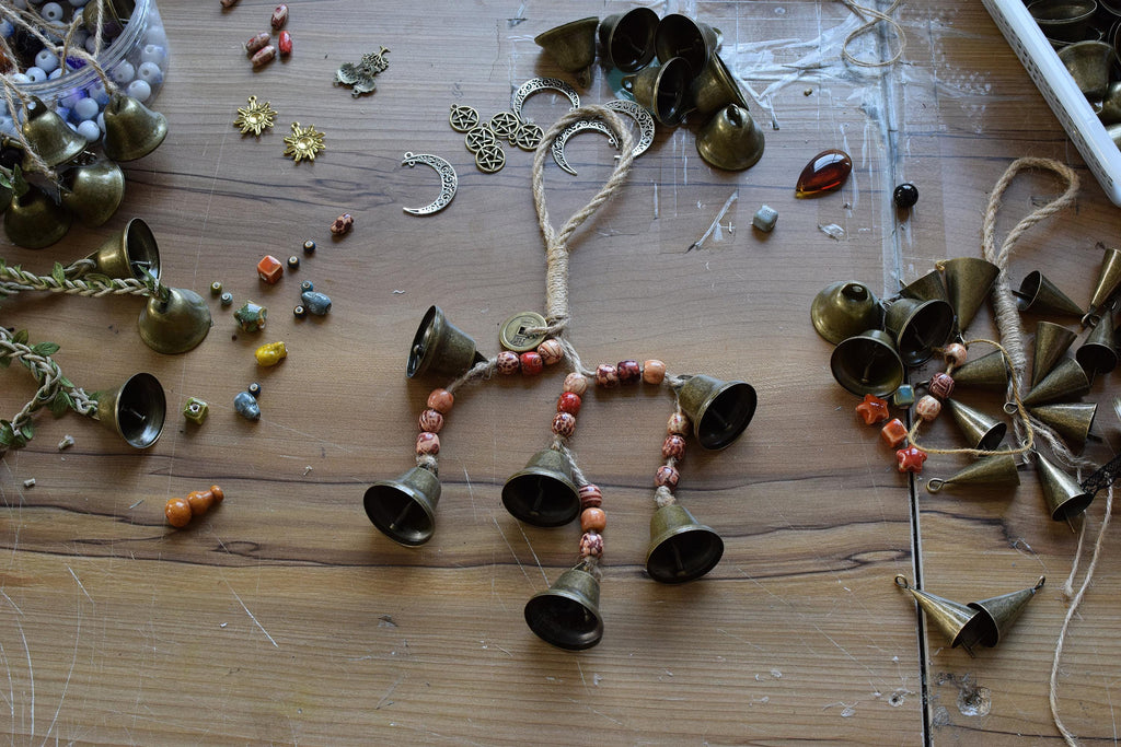 Protection Witch Bells, Doorknob Hanger, Celtic Door Bells, 6 Brass Bells Witchcraft Decor, Protection Talismans, Wicca Decor, Witchy Gift