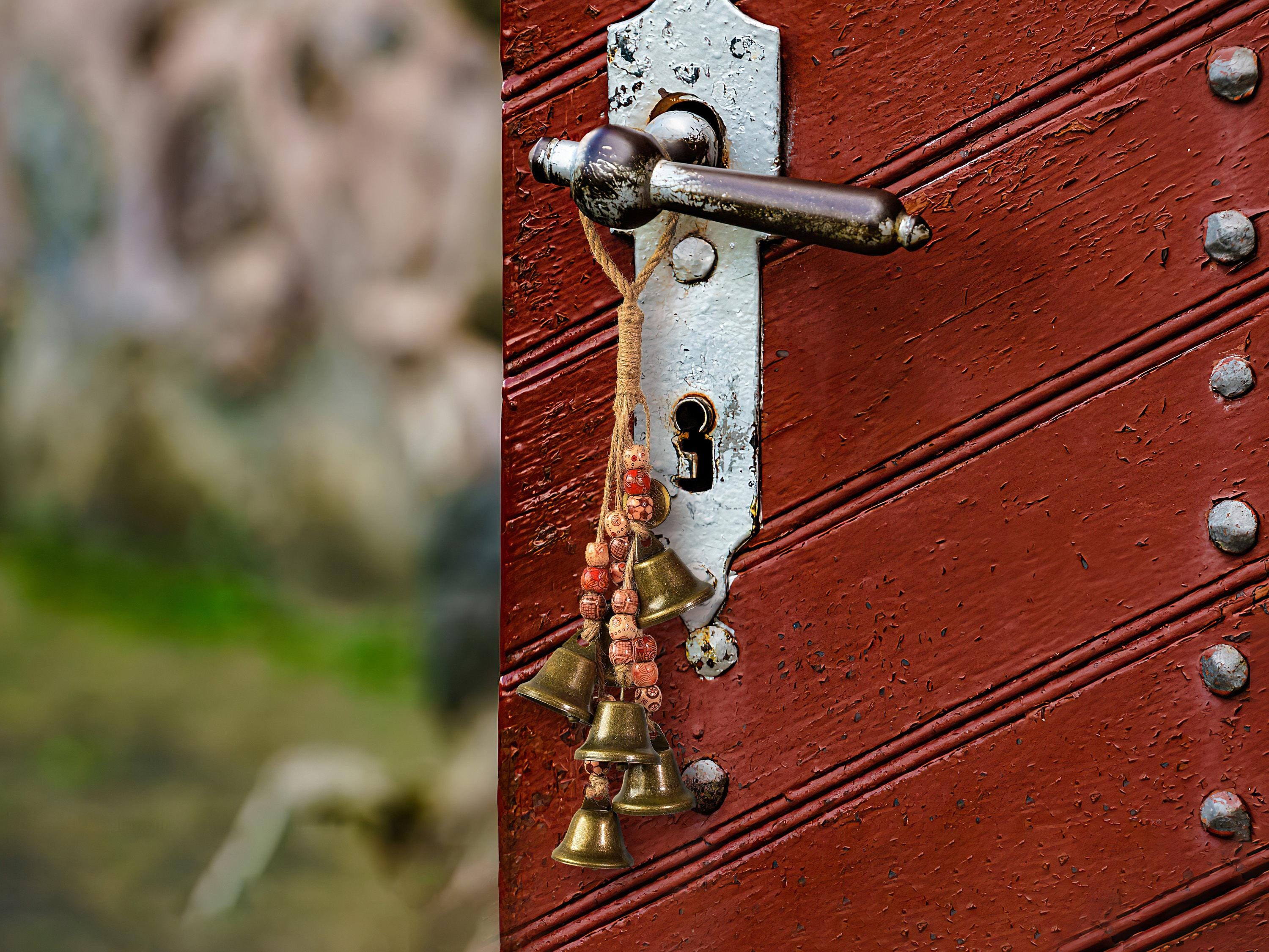 Protection Witch Bells, Doorknob Hanger, Celtic Door Bells, 6 Brass Bells Witchcraft Decor, Protection Talismans, Wicca Decor, Witchy Gift